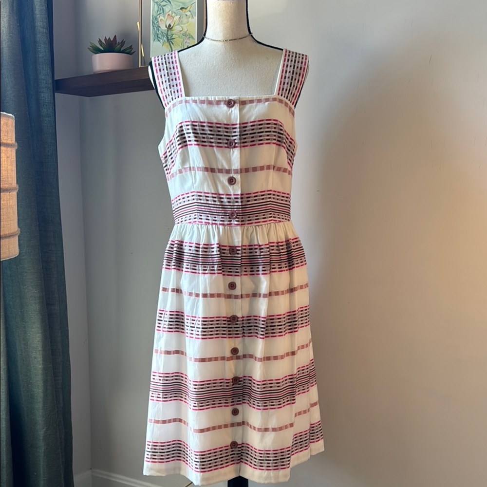 Gal Meets Glam Pink and White Midi Sundress